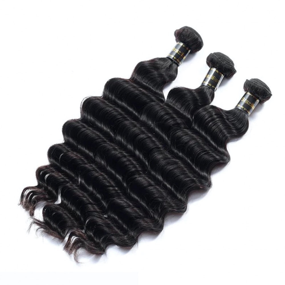 Loose deep Wavy bundle Luxury 10a grade human hair #1B Natural Black 10“-30”